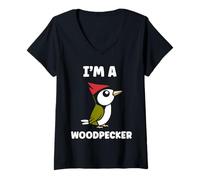 Femme Small Bird Woodpeckers Cute Quote I'm a Woodpecker T-Shirt avec Col en V