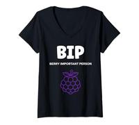 Femme Small Blackberries Fruit Minimalist Simple bip Blackberry T-Shirt avec Col en V