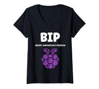 Femme Small Blackberries Fruit Minimalist Simple bip Blackberry T-Shirt avec Col en V