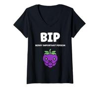 Femme Small Blackberries Fruit Minimalist Simple bip Blackberry T-Shirt avec Col en V