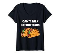 Femme Small Fastfood funny Taco quote can't talk eating tacos T-Shirt avec Col en V