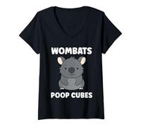Femme Small Funny Wombats Animals Zero Poop Cubes Wombat T-Shirt avec Col en V