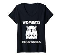 Femme Small Funny Wombats Animals Zero Poop Cubes Wombat T-Shirt avec Col en V
