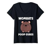 Femme Small Funny Wombats Animals Zero Poop Cubes Wombat T-Shirt avec Col en V
