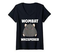 Femme Small Funny Wombats Minimalist Animals Whisperer Wombat T-Shirt avec Col en V
