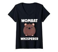 Femme Small Funny Wombats Minimalist Animals Whisperer Wombat T-Shirt avec Col en V