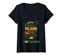 Femme Small Island Big Energy Sweet Jamaica, Kingston, Jamaïque T-Shirt avec Col en V