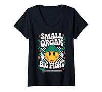 Femme Small Organ Big Fight Gallbladder Cancer Awareness T-Shirt avec Col en V
