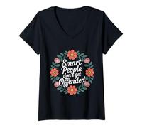 Femme Smart People Don't Get Offended Intelligence - T-Shirt avec Col en V