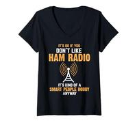 Femme Smart People Hobby Drôle Ham Radio Radio Amateur T-Shirt avec Col en V