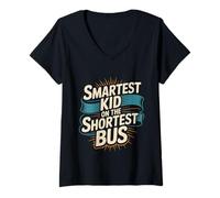 Femme Smartest Kid On The Shortest Bus Intelligence Metaphor -- T-Shirt avec Col en V