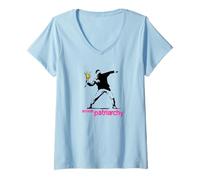 Femme Smash Patriarchy - Art, Pochoir Fleurs Vandale T-Shirt avec Col en V