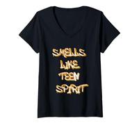 Femme Smells Like Teen Spirit T-Shirt - Iconic & Grunge-Inspired T-Shirt avec Col en V
