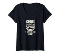 Femme Smile If You Lost A Tooth To This Sport - Drôle T-Shirt avec Col en V