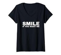 Femme Smile If You Want Me T-Shirt avec Col en V