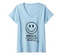 Femme Smile It Confuses People T-Shirt d'anniversaire Scorpion Zodiac T-Shirt avec Col en V