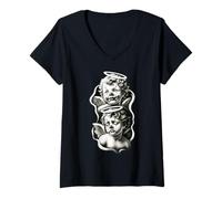 Femme Smile Now Cry Later Baby Angel Chérubs T-Shirt avec Col en V