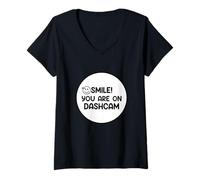 Femme Smile You are on a Dash Cam Enregistrement Vidéo T-Shirt avec Col en V