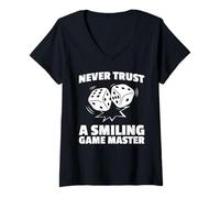 Femme Smiling Game Master Jeu de société Jeu de société Jeu de société T-Shirt avec Col en V