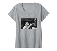 Femme Smokin' Joe Frazier s'entraîne à combattre Muhammad Ali Boxing T-Shirt avec Col en V
