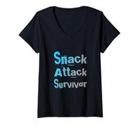 Femme Snack Attack Survivor propulsé par Snacks This is My Snack T-Shirt avec Col en V