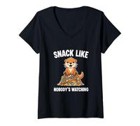 Femme Snack Like Nobodys Watching Food Humour Citation T-Shirt avec Col en V