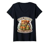 Femme Snack Manager Essential Crew Membre Randonnée Randonnée Randonnée Groupe T-Shirt avec Col en V