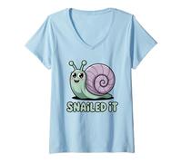 Femme Snail It Land Snail Funny Snail Accomplishment Pun Punny T-Shirt avec Col en V