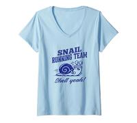 Femme Snail Running Team Shell Yeah, Dessin animé Amusant T-Shirt avec Col en V