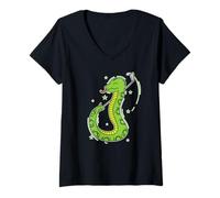 Femme Snake Joue au Golf T-Shirt avec Col en V
