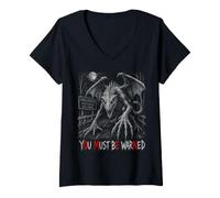 Femme Snallygaster Avertissement sublimé « You Must Be Warned » T-Shirt avec Col en V