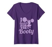Femme Snatch For The Booty Barbell Funny Fitness Gym Woman Lifting T-Shirt avec Col en V