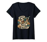 Femme Sniff Trail Ready Entraînement Olfactif Canin T-Shirt avec Col en V