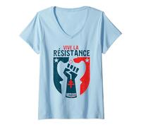 Femme Sniper Elite Vive La Résistance Française Seconde Guerre Mondiale T-Shirt avec Col en V