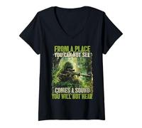 Femme Snipers Jungle Sniper Soldats T Snipers T-Shirt avec Col en V