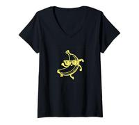 Femme #snirt Banana Joe T-shirt humoristique banane avec lunettes de soleil dansant T-Shirt avec Col en V