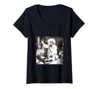 Femme #snirt Jésus en Tant Que t-Shirt DJ, Dieu est Un DJ Jésus T-Shirt avec Col en V