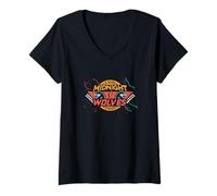 Femme #snirt T-shirt vintage, motif loup rétro T-Shirt avec Col en V