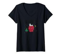 Femme Snoopy and Woodstock Scène de Noël enneigée T-Shirt avec Col en V