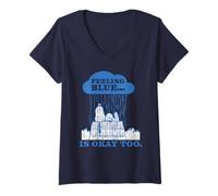 Femme Snoopy Feeling Blue Bad Day Sad Whatever Nevermind Vintage T-Shirt avec Col en V
