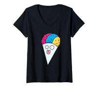 Femme Snow Cone Éventail à Langue Sirop de Glace Saveur sucrée T-Shirt avec Col en V