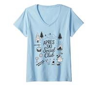 Femme Snow Party A pres Ski Social Club Ski Winter Vibes T-Shirt avec Col en V