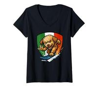 Femme Snowboard Champion Italie Lagotto Romagnolo sur Snowboard T-Shirt avec Col en V