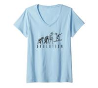 Femme Snowboarder Snowboard Evolution Funny Man Singe Neandertal T-Shirt avec Col en V