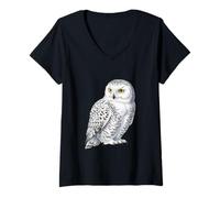 Femme Snowy Owl T-Shirt avec Col en V