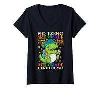 Femme So Long 3rd Grade Graduation Hello 4th Last Day of School T-Shirt avec Col en V