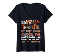 Femme So Thankful My Best Friend Chose Me - Inscription Amusante de l'automne T-Shirt avec Col en V