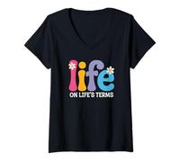Femme Sober AF Life on Life's Terms T-Shirt Humoristique NA AA Gifts T-Shirt avec Col en V