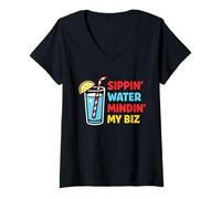 Femme Sober But Fun Modern Sobriety Humour Dry Sober Janvier Vibes T-Shirt avec Col en V