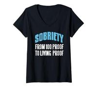 Femme Sobriété De 100 Proof À Preuve Vivante Motivation T-Shirt avec Col en V
